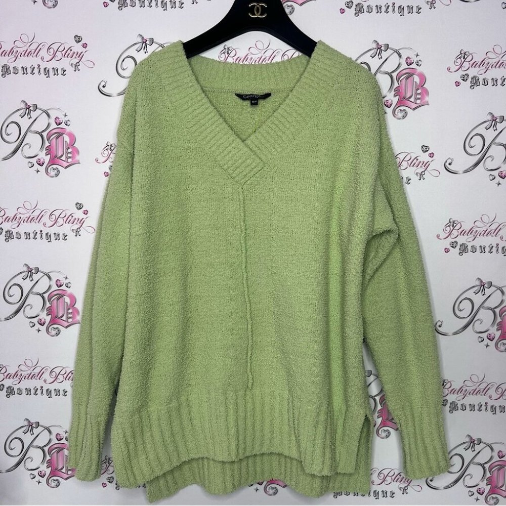 George sweater fuzzy teddy soft loungewear pullover vneck cozy warm teddy 🧸